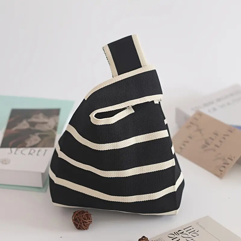 FL- Handbag Women's Knitted Wool Bucket Bag Versatile Handbag Casual Tote Bag Box Rice Bag