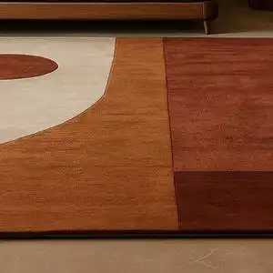 Mid-Century Modern Geometric Area Rug Minimst Beige Rust Color Abstract Carpet for Bedroom Living Room Home Decor Y251110