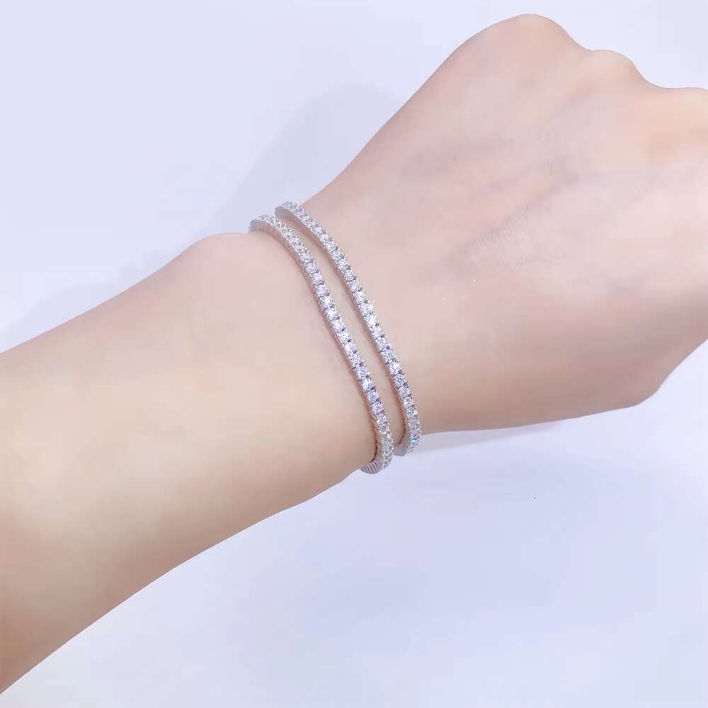 Hot Selling Trendy 2021 Moissanite Silver 2MM 3MM 4MM 5MM Tennis Bracelet Mens Womens Jewelry Chain Bracelet
