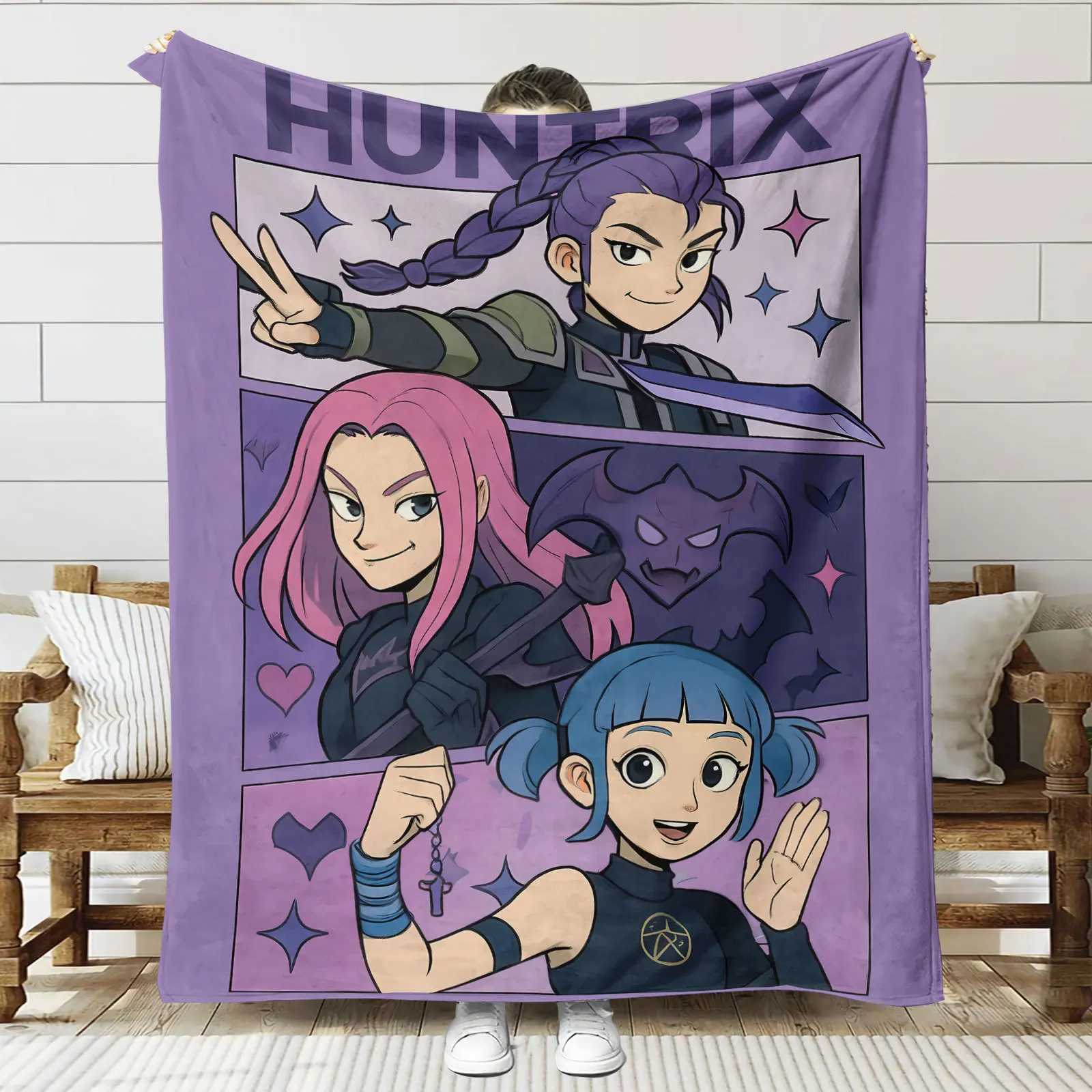 Blanket K-POP Demon-Hunters Blanket s For Office Home Camping Nap Leisure Sofa Blanket s Warm Birthday Gifts For Girls Huntrix Blanket s C251111