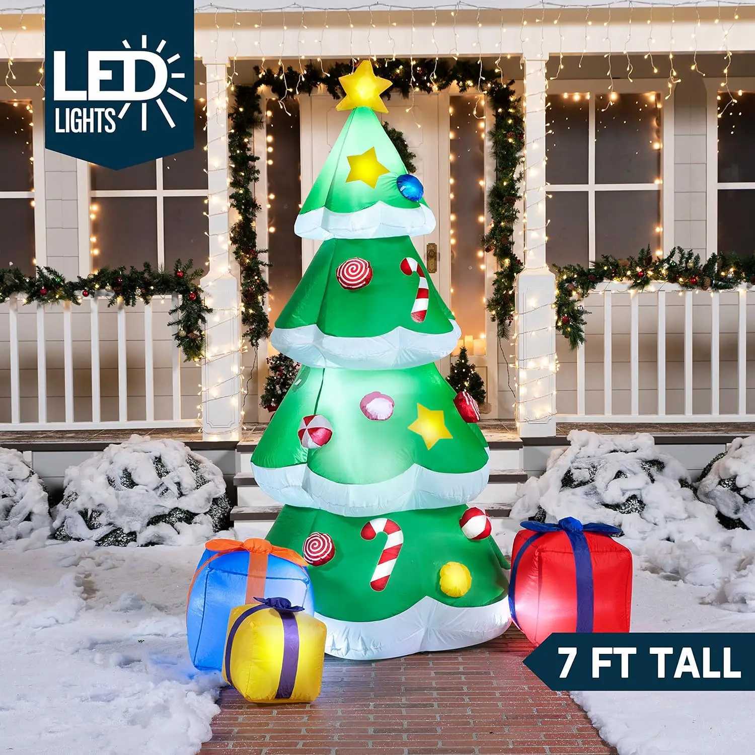 Christmas JOYFY 7 FT Christmas Tree Inflatables Decoration Giant Christmas Inflatable Tree with 3 Gift Boxes for Xmas Decoration Y251111