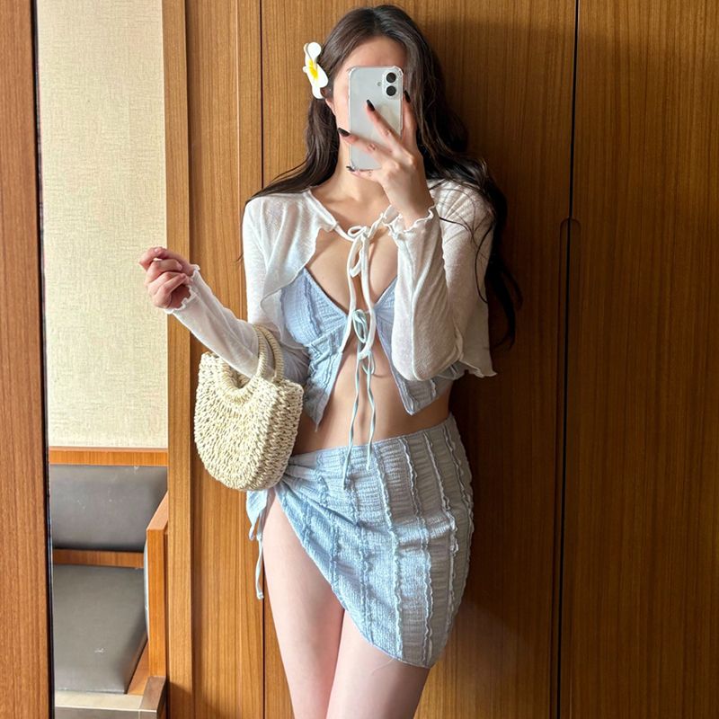 Factory direct sales split three piece women's swimsuit, beach vacation hot spring swimsuit