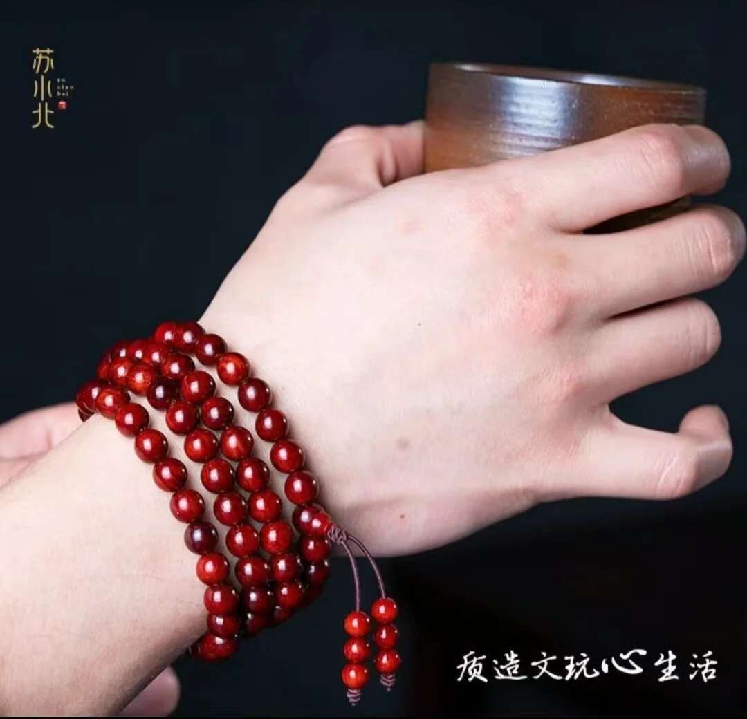 Natural authentic Indian small leaf rosewood multi circle bracelet with 108 men's women's bracelets and Buddha beads