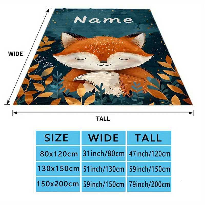 Personzed fox pattern flannel blanket is soft warm and comfortable making it the perfect gift for birthdays C251111