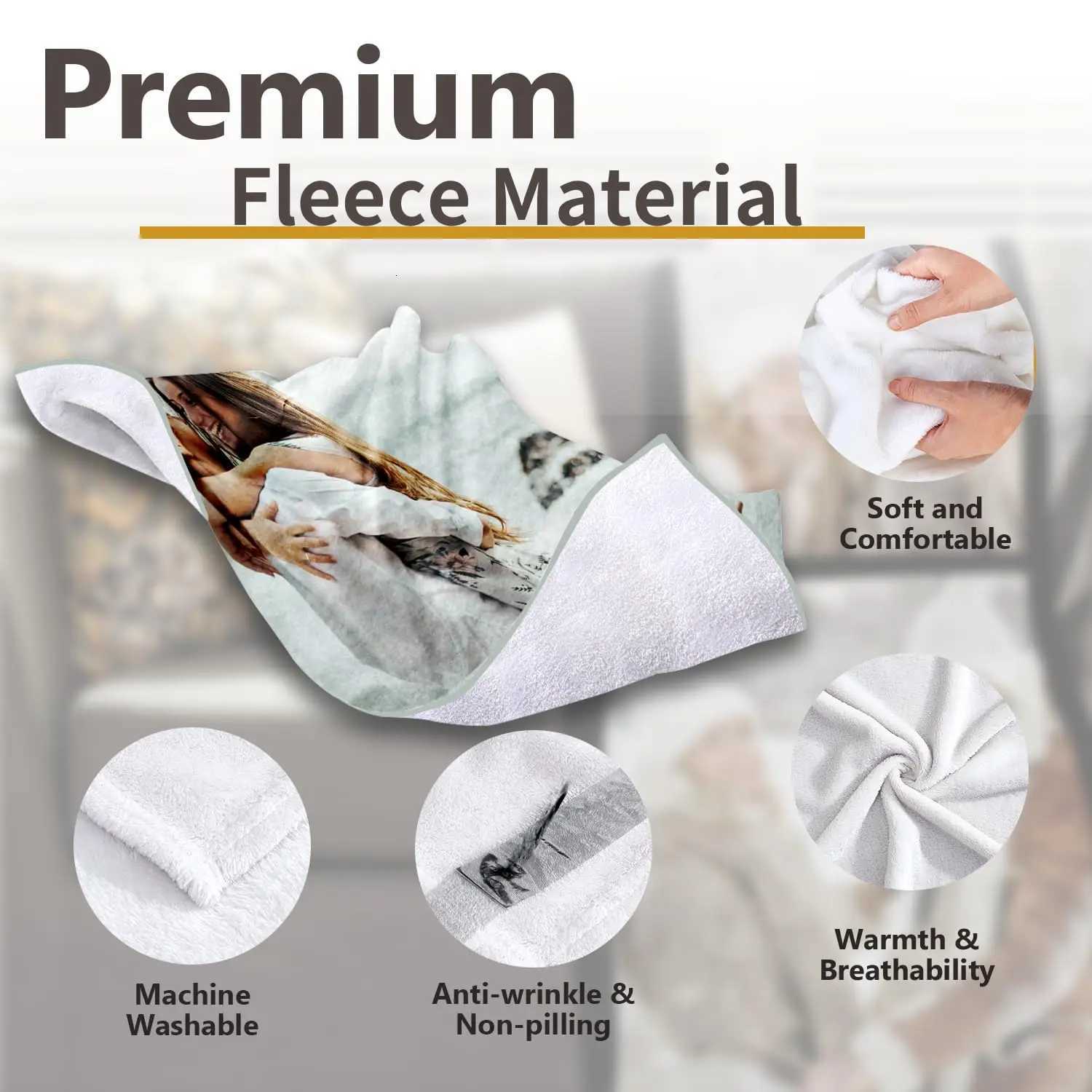 Custom Blanket with Picture Text Customized Fleece Photo Blanket for Couples Gifts C251111