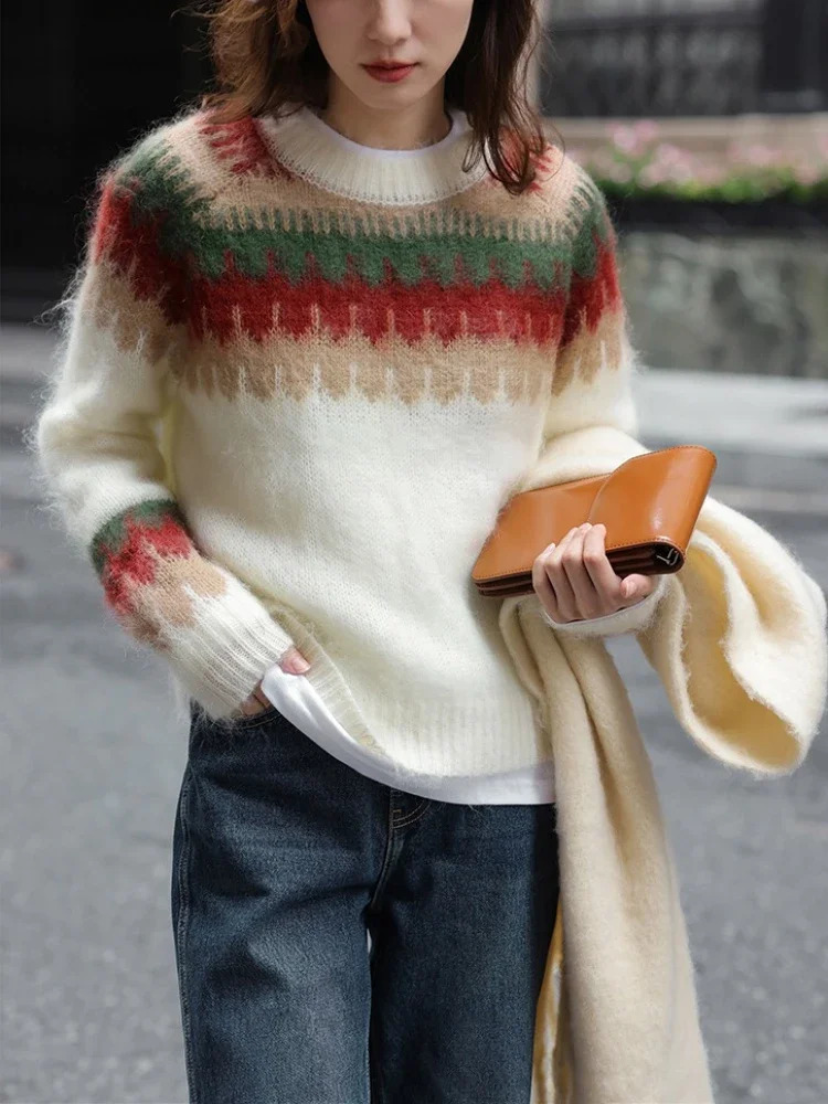 Christmas Red Sweater Autumn and Winter Lazy Wind Thick Retro Knitted Pullover Winter Clothes Women 251106