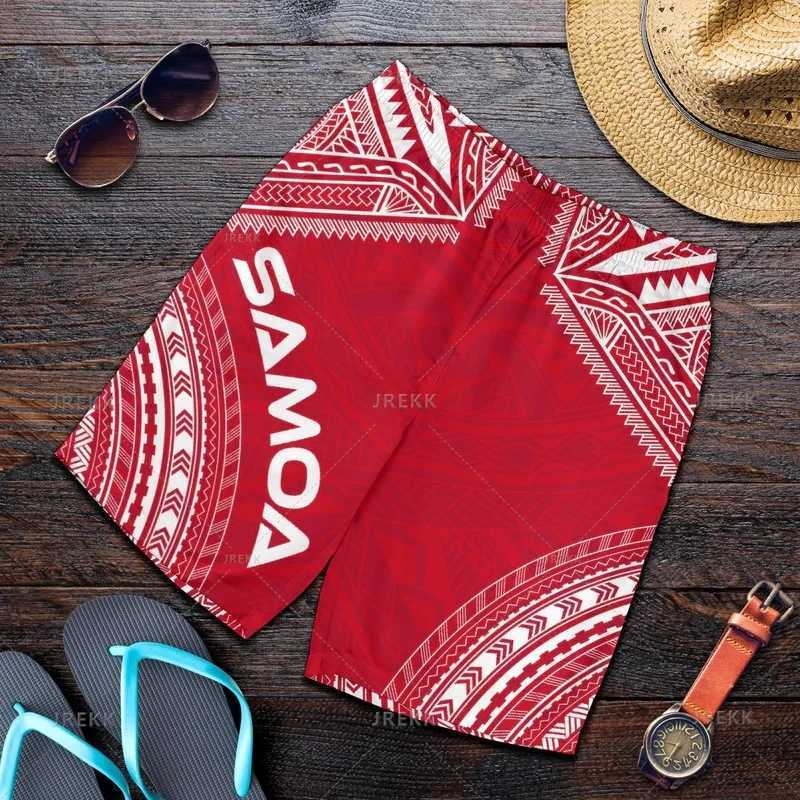New Harajuku 3D Samoa Badge Printing Beach Shorts Fashion Street Clothing Board Shorts Neutral Cool Swimming ShortsW250410