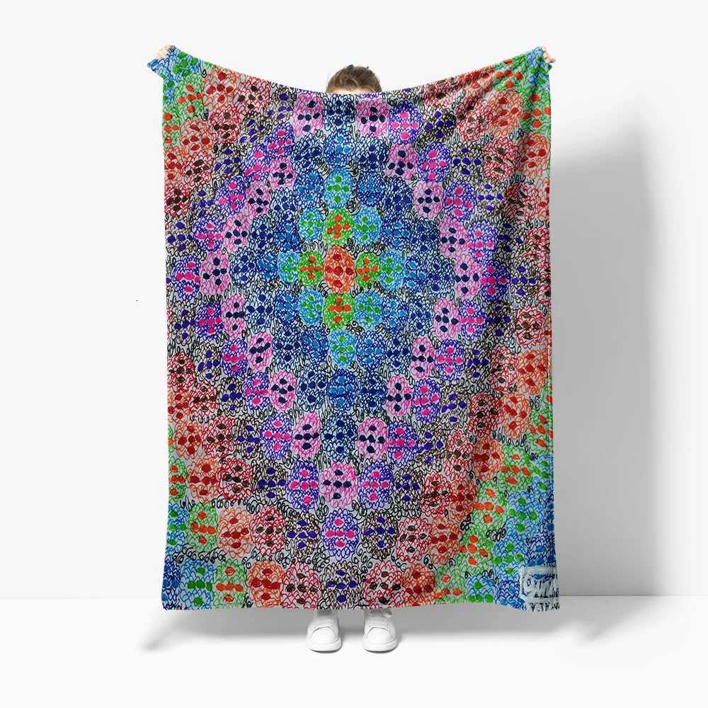Vibrant Colorful Abstract Print Throw Blanket Soft Fleece Bed Sofa Decorative Throw Blanket C251111
