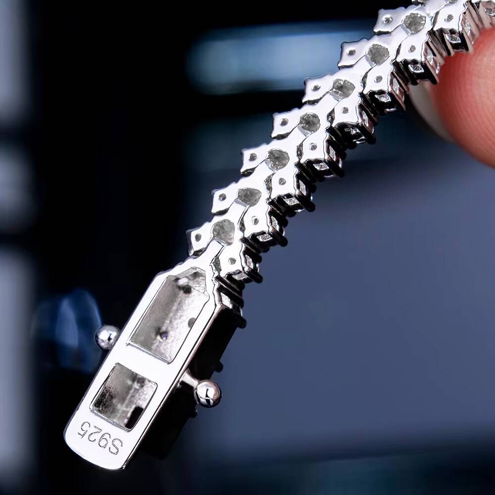 Spot Bulk Wholesale Women Square Tennis Bracelet Mossanite Moissanite Diamond Vvs Iced Out Jewelry Pure 925 Silver Real Luxury