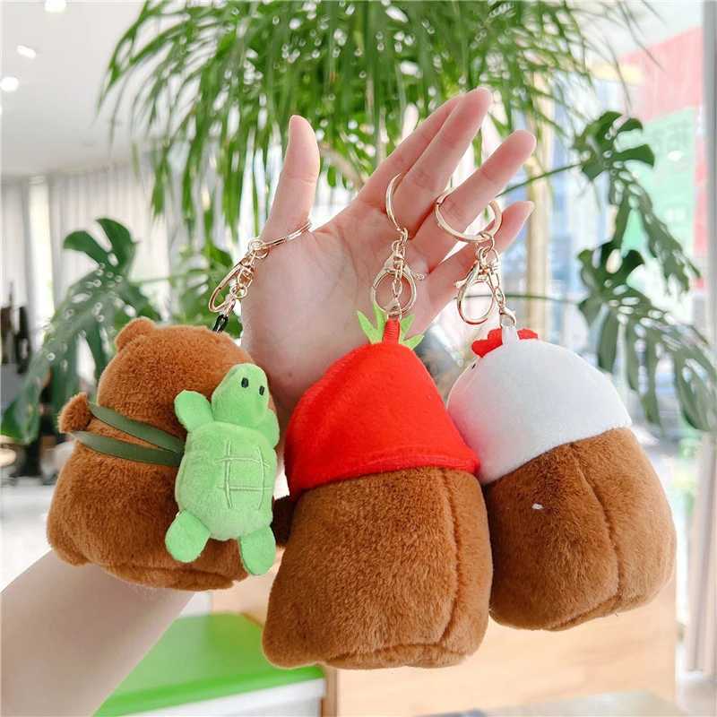 Cute Capybara Plush Keychain Backpack Pendant Toy Car Keyring Decorative Accessories Kawaii Stuffed Doll Childrens Birthday Gift W250411