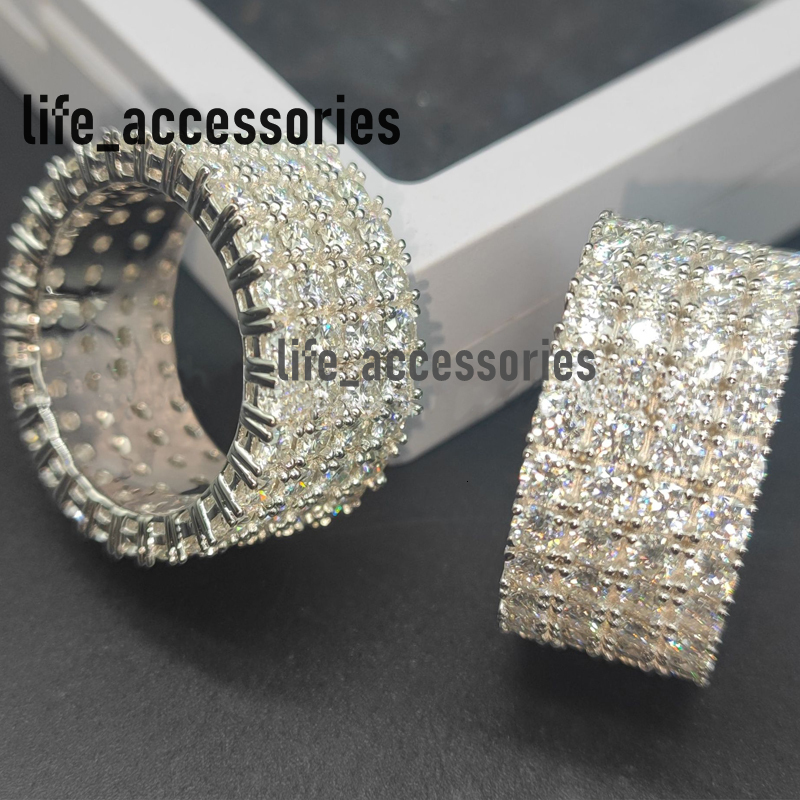New Ice Out Jewelry Hip Hop Custom Ring Moissanite Vvs Engraved Ring Men 925 Sterling Silver Custom Ring for Men