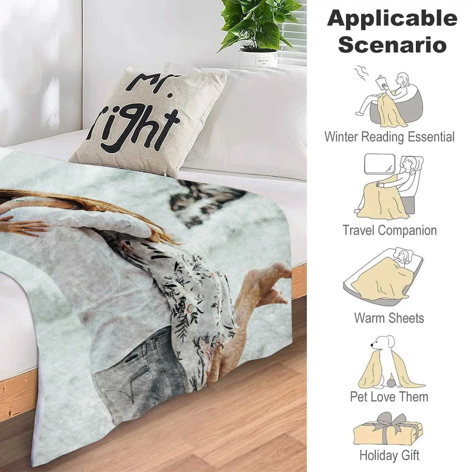 Custom Blanket with Picture Text Customized Fleece Photo Blanket for Couples Gifts C251111