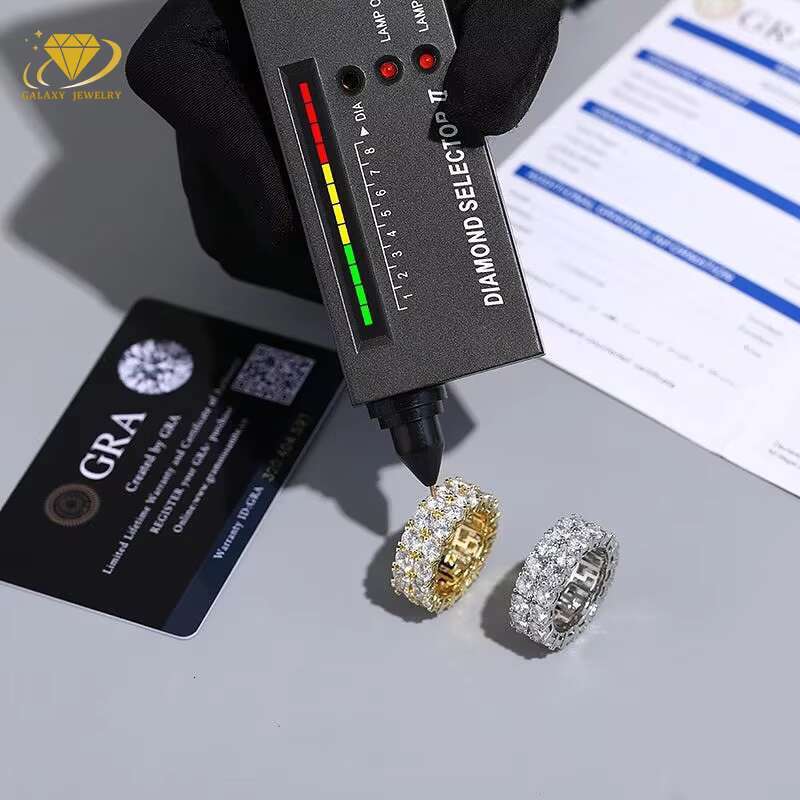 Iced Out Ring Hiphop Moissanite Rings 14k 18k S925 Tennis Two Rows Solitaire Couples Iced Out Diamond Ring Luxury Brand Jewelry