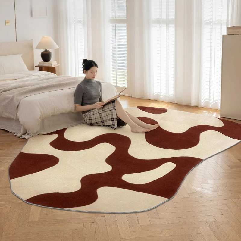 Irregular Shapes Rugs for Bedroom Home Washable Floor Mat French Style Living Room Decoration Thick Plush Carpet Fluffy Soft Rug Y251110