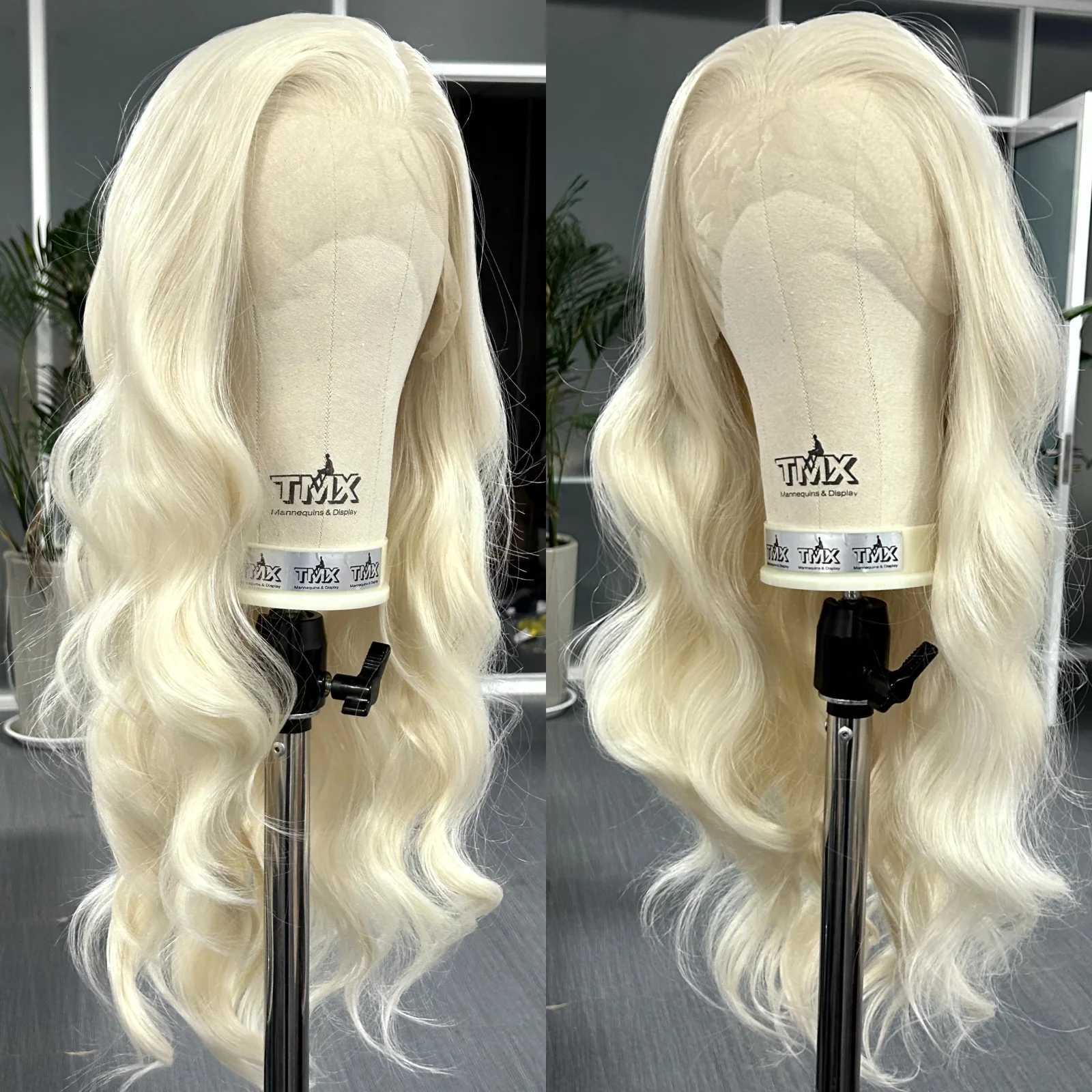 Platinum Blonde Long Wavy Synthetic Wig Free Part Loose Wave Natural Curly 13X4 Lace Front Wigs for Women Daily Party CosplayT251111