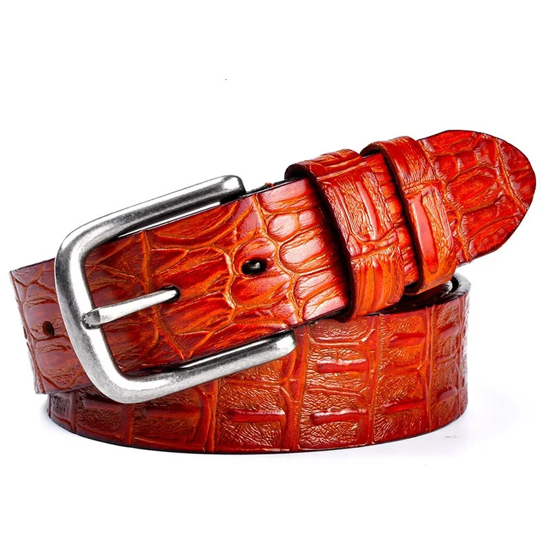 Fashion Solid Color Pattern Cowhide Belts for Men Retro Trend Business Leather Belt Clothing Accessories Gift 251031