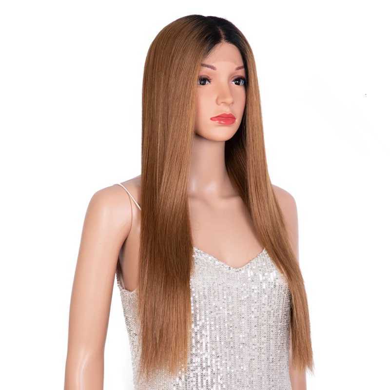 Synthetic Lace Front Wigs For Black Women Brown Blonde Color Hair Long straight Wig 28inch Lace Wig Heat Resistant Cosplay WigsT251111