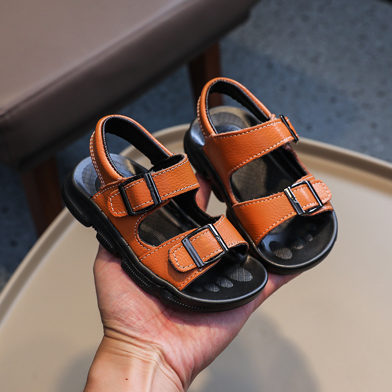 Toddler Summer Beach Sandals 2025 Boys Girls Leather Comfortable Flat Sandals Child Kidszworld Kids Summer Sandals Size 21 - 30 K0241