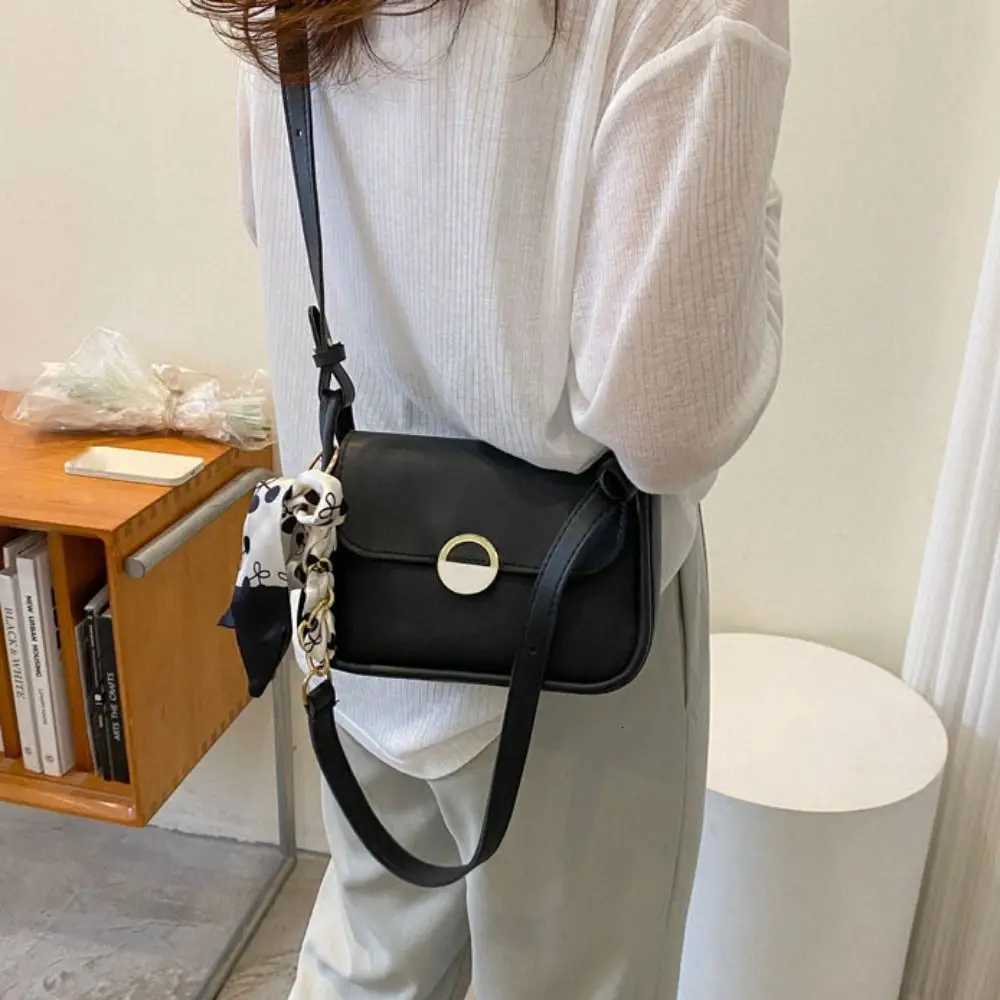 PU Leather Shoulder Bag Large Capacity Carrying Small Square Bag Minimalist with Ribbon Chain Crossbody Bag Mobile PhoneT251110