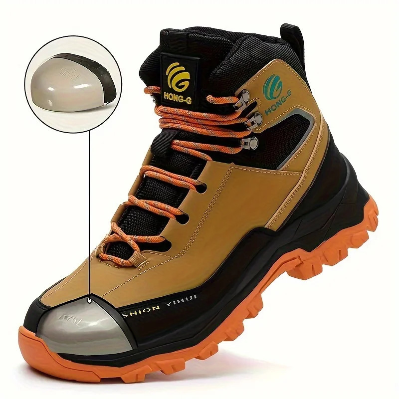 Rotary Buckle Men Work Boots Safety Steel Toe Safety Shoes Indestructible Shoes Anti-smash Puncture-Proof Work Shoes 38-47 251107