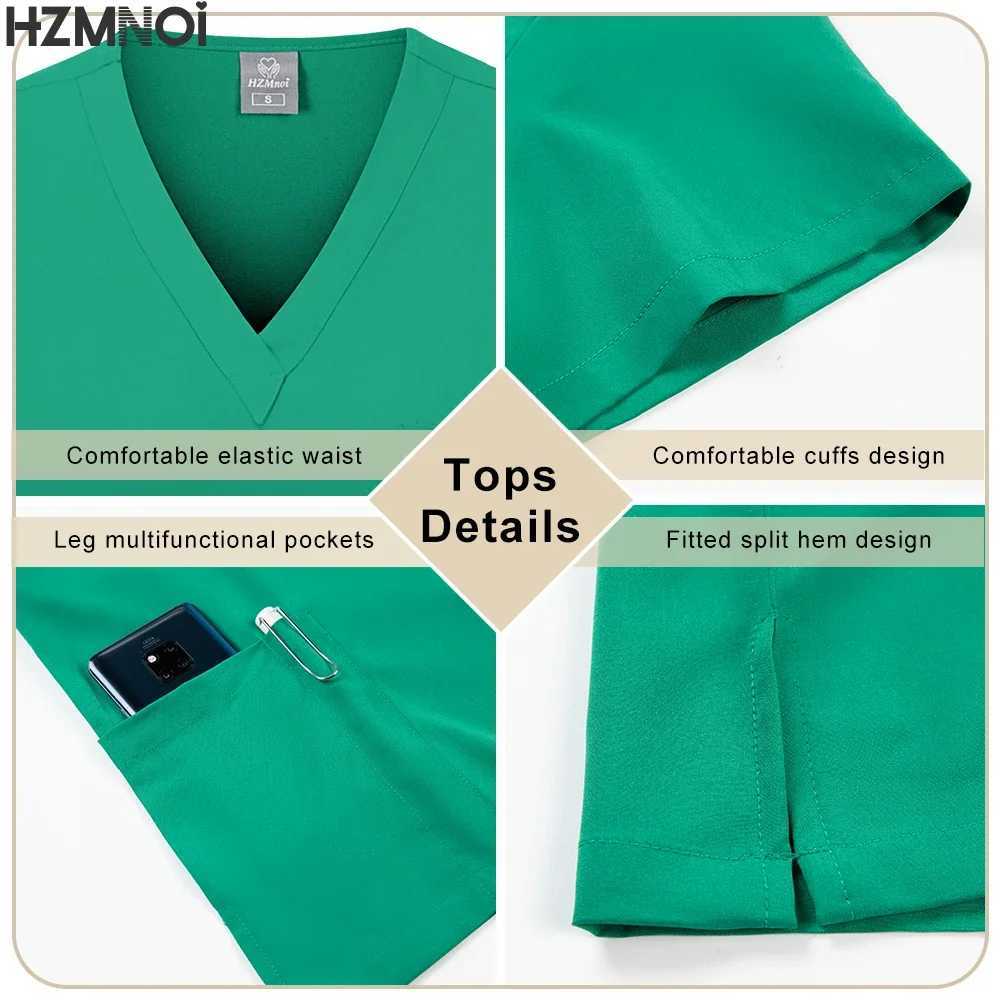 Scrubs Uniform Suit Short Slve V-neck Tops+jogger Pants Set Nursing Uniform Women Multicolor Pet Doctor Scrub Medical Workwear X2504101