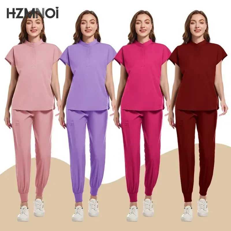 Multicolor Scrubs Uniform Short Slve Tops+jogger Pants Nursing Uniform Women Pet Doctor Medical Surgery Workwear Surgical Sets X2504101