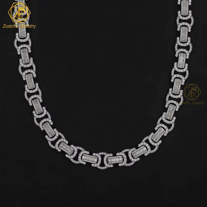 Hiphop Baguette Chain Link Cuban 14mm 925 Sterling Silver Iced Out VVS Diamond Moissanite Cuban Link Chain for Hip Hop