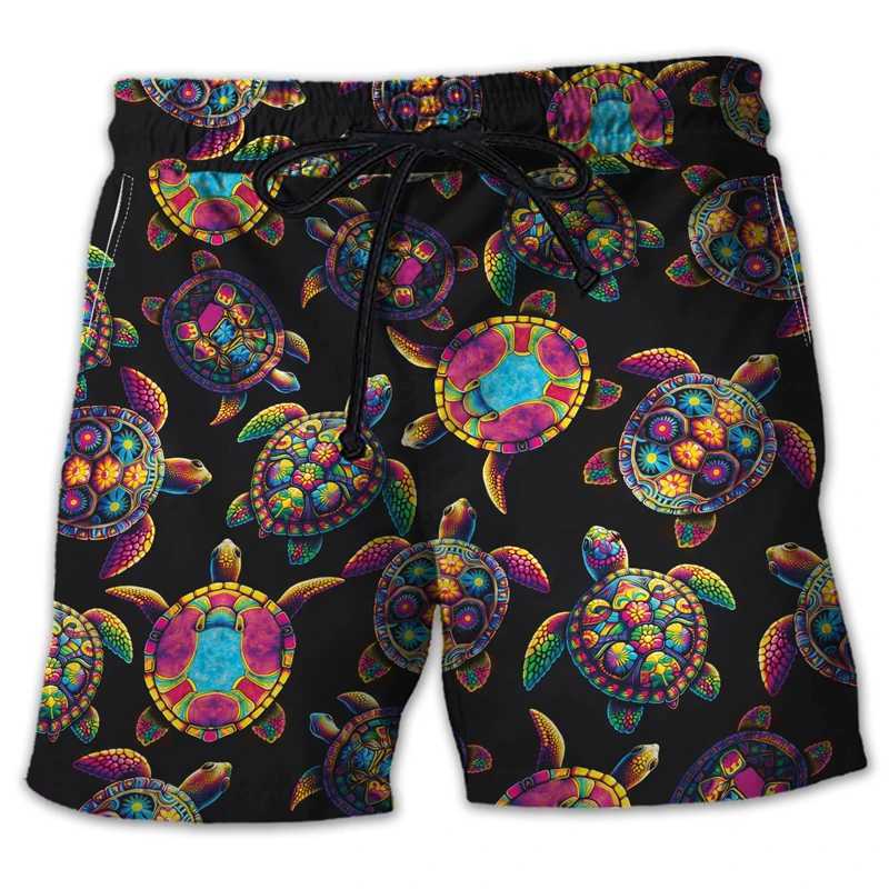 Animal sea turtle 3D printed mens shorts casual Hawaiian marine animal beach shorts loggerheads trunks children TrousersW250410