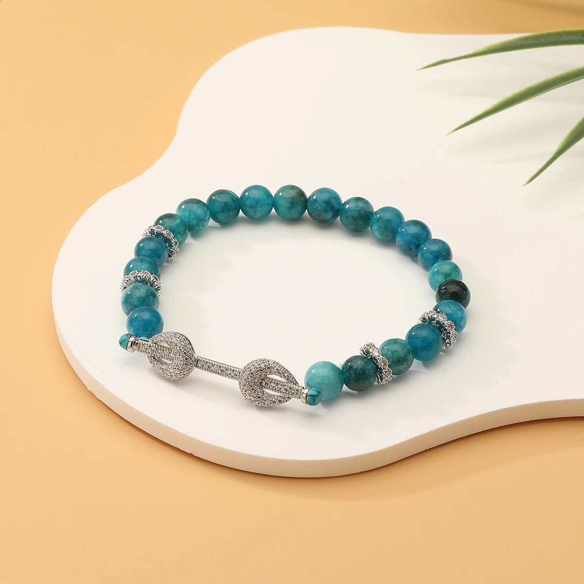 Womens Fashion Natural Stone Colored Bead Elastic Bracelet Zircon Crystal Bead Smart Party Jewelry 250407