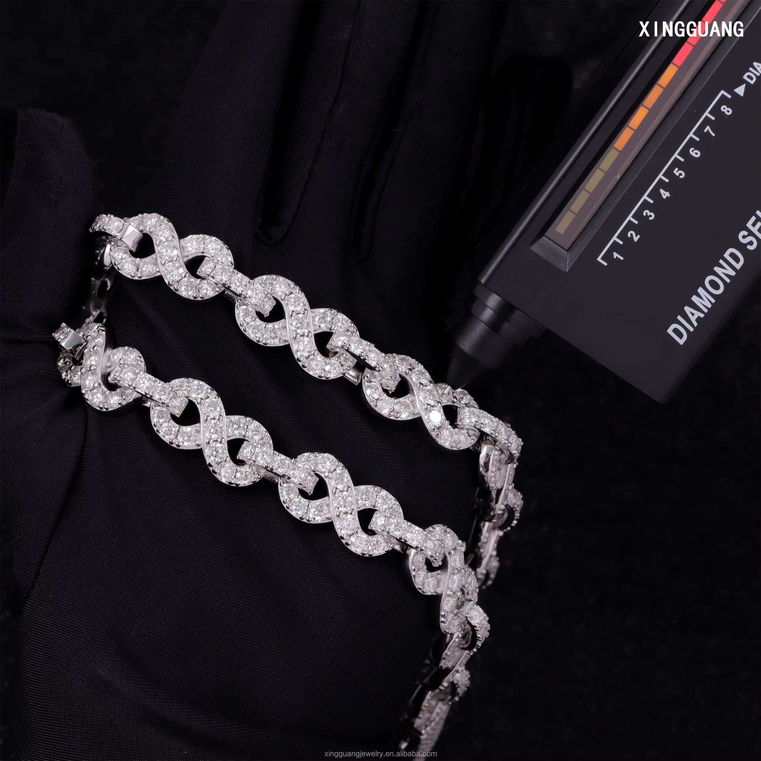 NEW Fashion 18k Gold Plated 13mm Hip Hop VVS Moissanite Diamond 925 Sterling Silver Cuban Link Chain Come with GRA Certificate