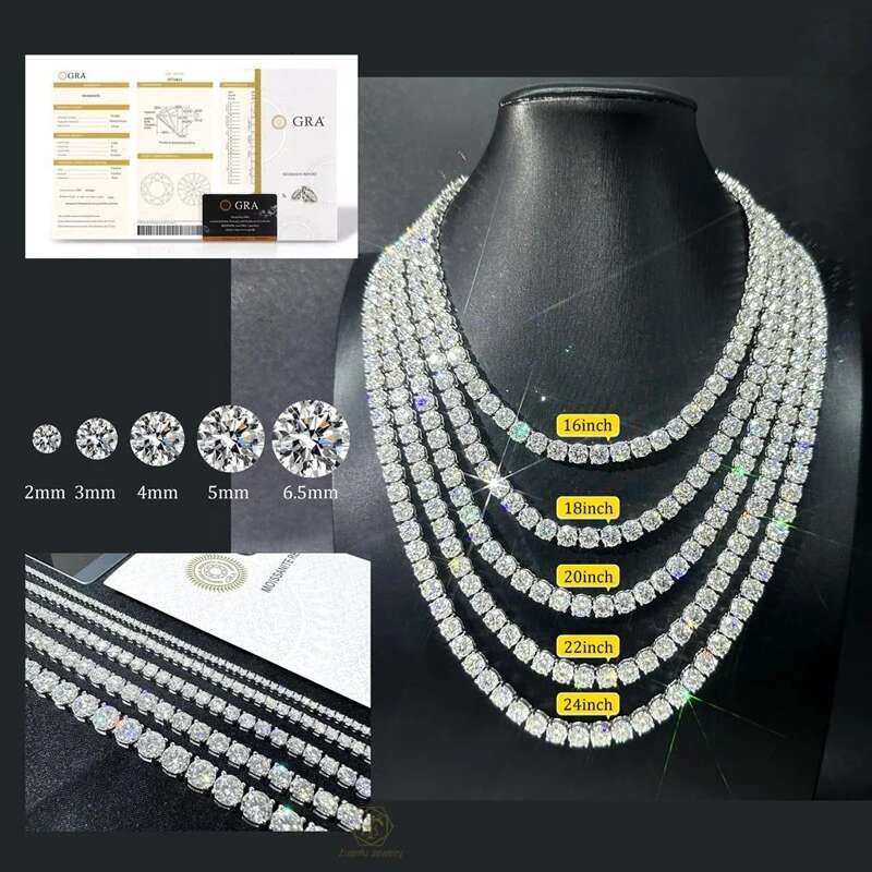 3/4/5mm D Color Full Moissanite Tennis HipHop Bracelet Chain S925 Silver White Gold Bracelets Fine Jewerly for Women Man