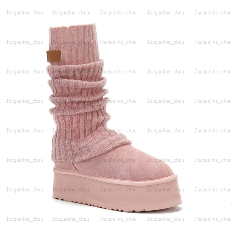 Classic Mini Dipper Legwarmer Boot Designer Womens Puffer Boots Pink Dawn Winter Platform Fluffy Fur Booties Genuine Leather Ankle Thick Bottoms EU43