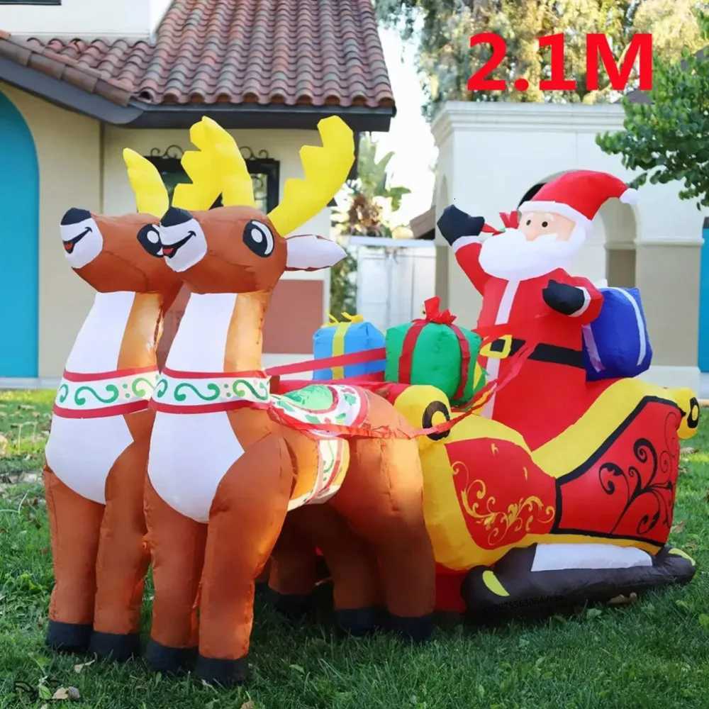 Christmas 21M Christmas Inflatables Decoration Santa Claus Riding Sled Reindeer Inflatables Indoor Outdoor Decoration Garden Party Decor Y251111