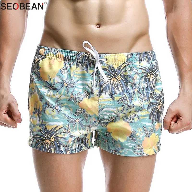 SEOBEAN summer style seaside mens beach shorts mens fast drying polyester fabric beach wear mens board shorts printed shortsW250410