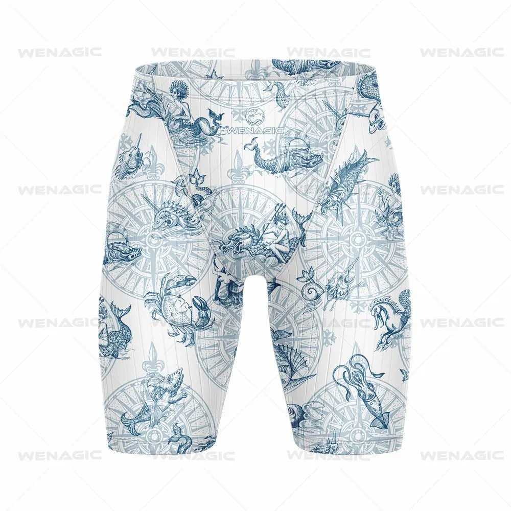 New Mens Swimming Jammer Swimming Frame Professional Swimming Surfing Frame Summer Beach Lycra Fast Drying UV Protection Gym Tight ShortsW250410