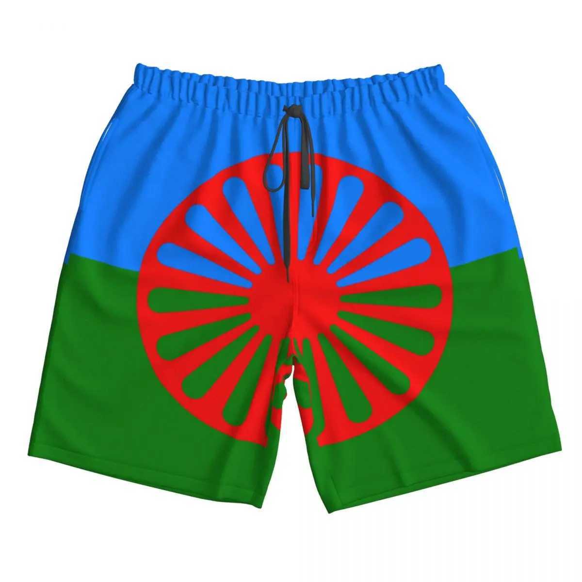 Romani People Rom flag mens swimming relay Qucik dry board beach shorts mens lightweight swimsuitW250410