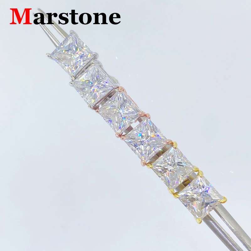 0.4-4CT Princess Cut D Color VVS Moissanite Rose Gold Stud Earrings S925 Silver Earrings Top Quality Jewelry for Women Men