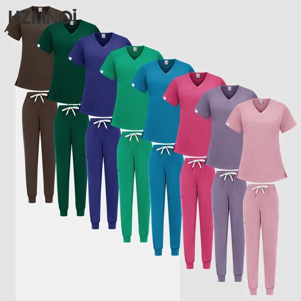 High Quty Unisex Nurse Uniform Men Scrubs Set Beauty Uniform Women Hospital Surgical Suits Dental Clinic Pet Shop Workwear X2504101