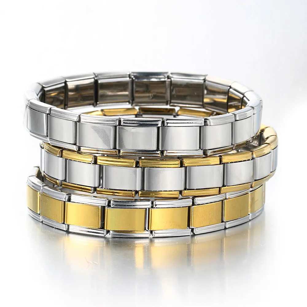 Fashion Women Men Jewelry 9mm Width Silver Color Stainless Steel Elastic Bracelet Bangle Girls Male Party Gift Trendy JewleryC250410