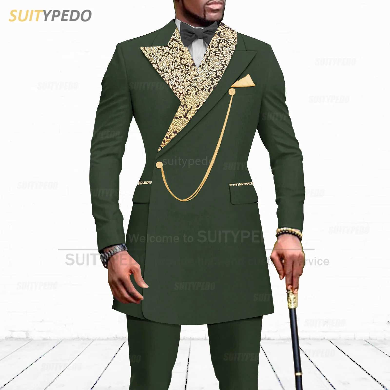 Mens ultra-thin set with fashionable floral print flat top lapel set jacket with pants 2-piece ballroom party dress luxury jacket W250410