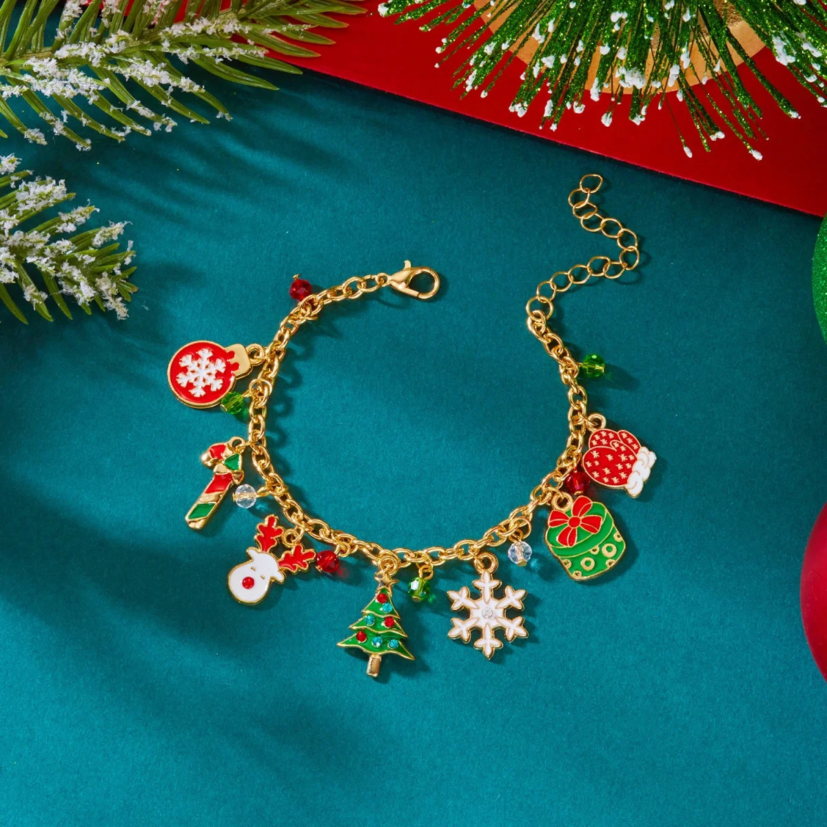 Christmas Snowflake Tree Deer Glove Gift Box Bulb Bracelet Santa Claus Snowman Crutch Bell Wreath Bangle For Women Men Jewelry 251103