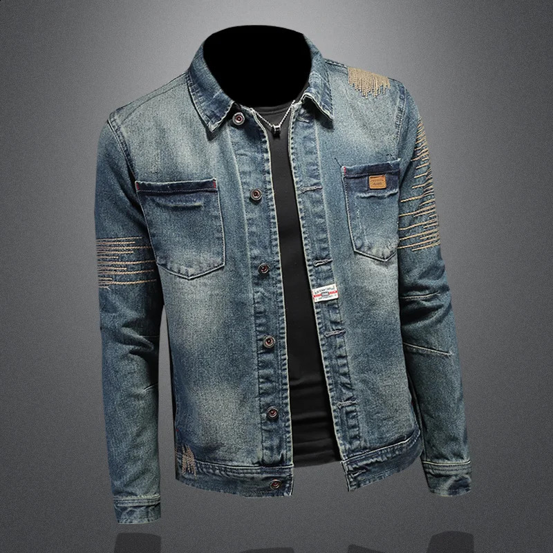The main promotion of the trend explosive embroidered jackets in spring and autumn mens fashion denim clothing 250401