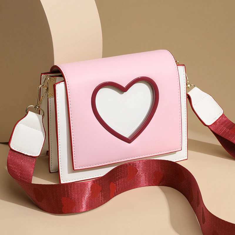 Ladys heart-shaped flip-top crossbody bag with shoulder strapT251110
