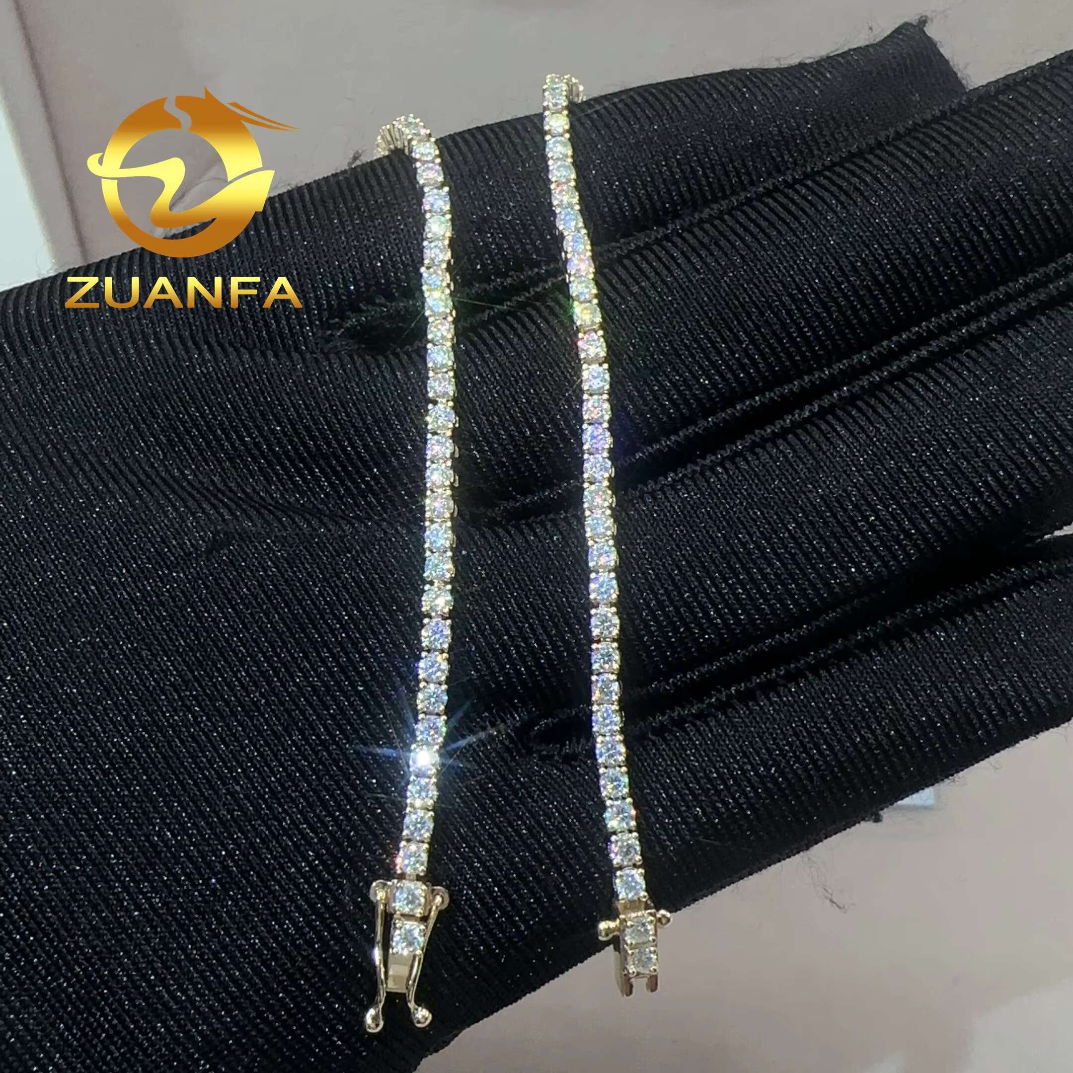 Hip Hop Jewelry Moissanite Tennis Chain 2mm 10k/14k Vvs Diamond Fashion Tennis Chain Necklace Bracelet
