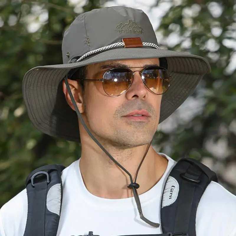 Summer Bucket Hat Men Women Sunscreen Fishing Hat Outdoor Breathable Fisherman Cap Hiking Climbing Camping Uv Protect WindproofC250411