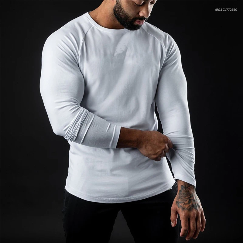 Men's T Shirts Men Compression Cotton Shirt Fitness Long Sleeve Sport Tshirt Training Jogging Gym Sportswear Quick Dry Rashgard