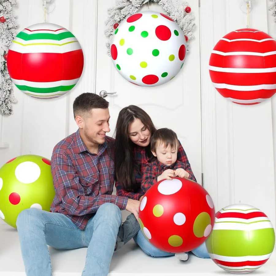 Christmas 12 Pcs 24 16 Inch Giant Christmas Inflatable Ball Outdoor Blow up Xmas Inflatables Ornaments Giant PVC Christmas Ornaments for Y251111