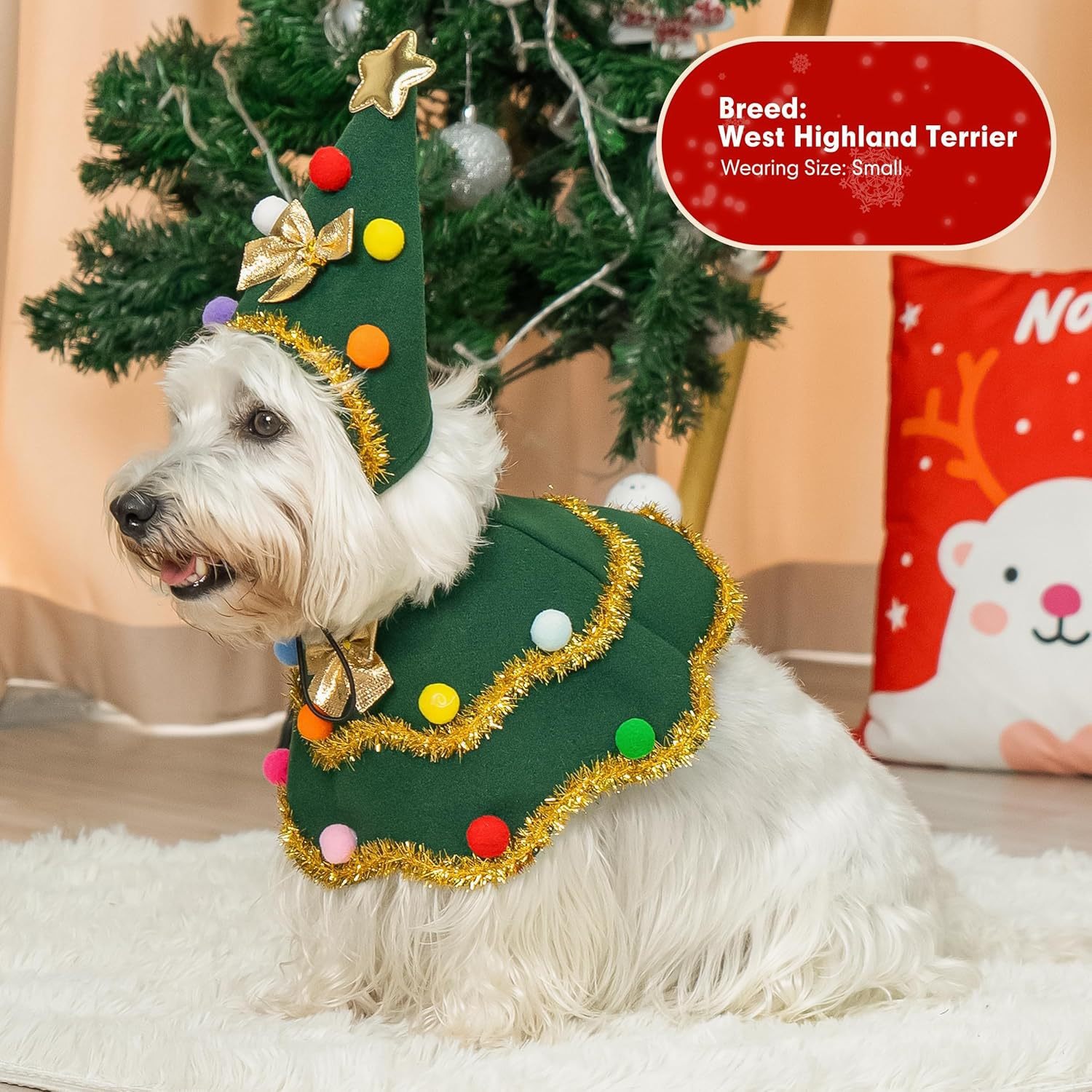 Dog Christmas Costume Cute Pet Hoodie for Dogs Cats Holiday-Themed Animal Role Play Ensemble
