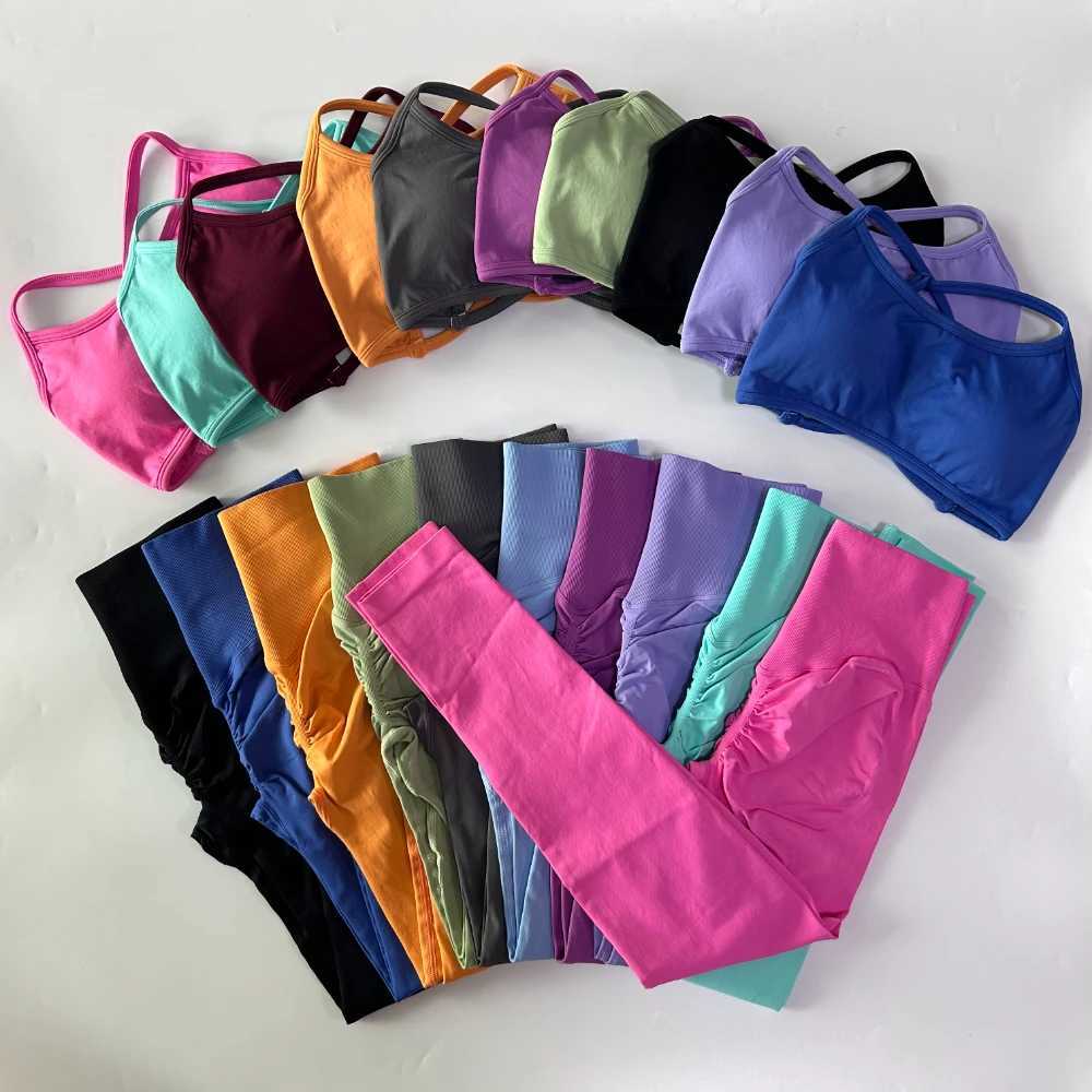 2-piece dynamic yoga set womens Scrunch Legging backless sports bra fitness setW250411