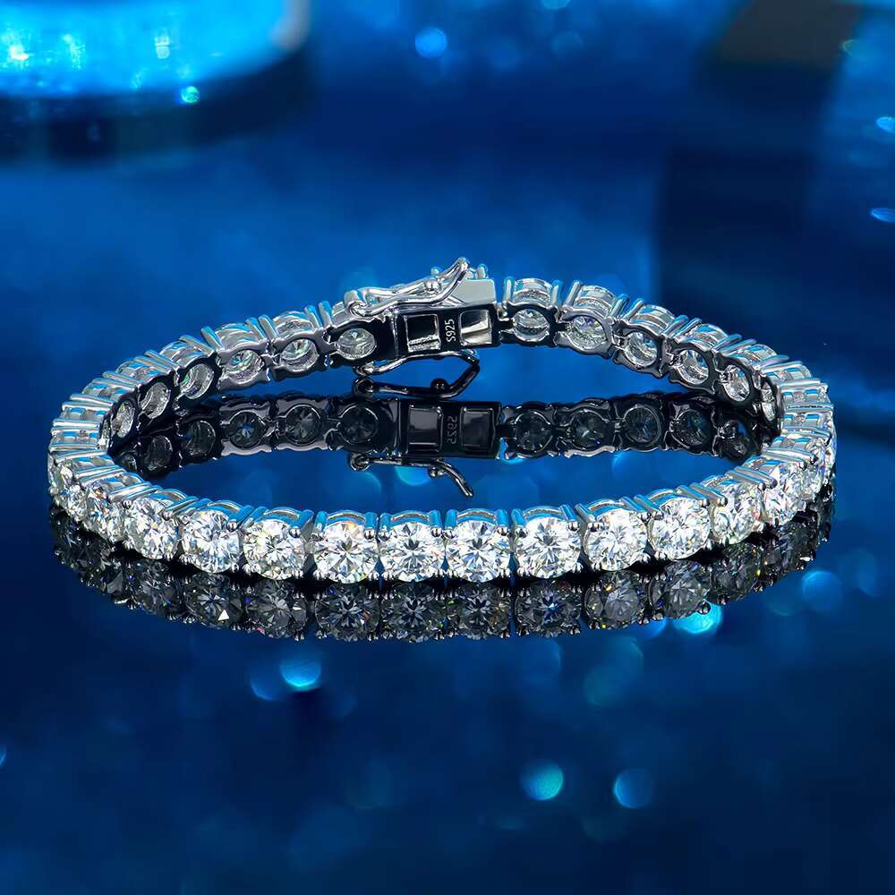 2mm 3mm 4mm 5mm 6mm Women 925 Sterling Silver Clustered Gra Vvs Lab Grown Diamond Mossanite Moissanite Tennis Chain Bracelet